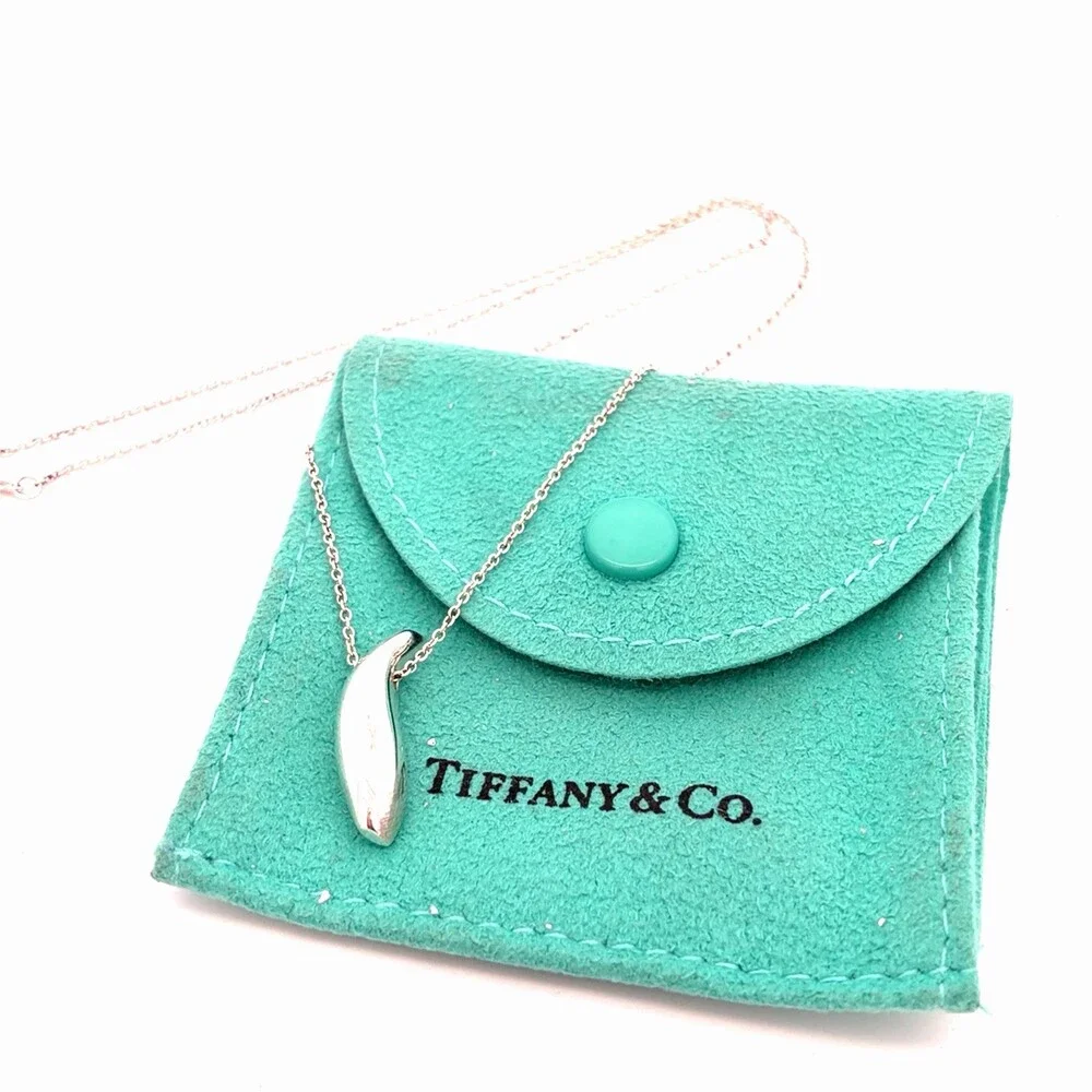 Tiffany & Co Elsa Peretti 925 Sterling Silver Teardrop Raindrop Pendant Necklace